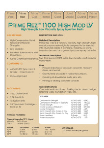 Prime Rez 1100 Data Sheets